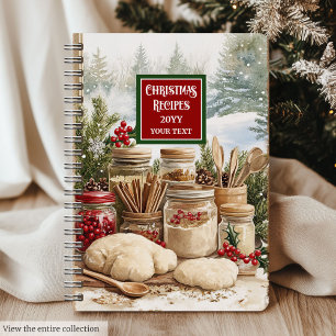 Elegant Classic Christmas Recipes Notebook Custom