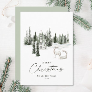 Elegant Classic Christmas Winter Forest Holiday Card