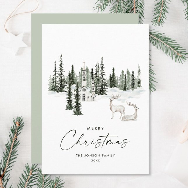 Elegant Classic Christmas Winter Forest Holiday Card (Creator Uploaded)