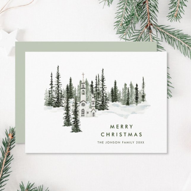 Elegant Classic Christmas Winter Forest Holiday Card (Creator Uploaded)