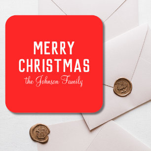 Elegant Classic Clean Red Christmas   Square Sticker