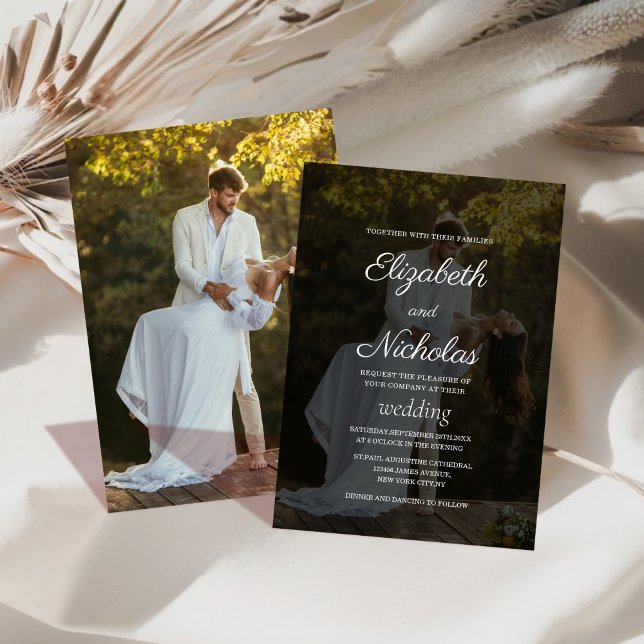 elegant classic couple photo wedding Invitation (Creator Uploaded)