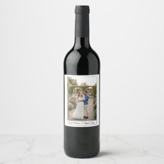 Elegant Classic Custom And Names Photo Wedding  Wine Label