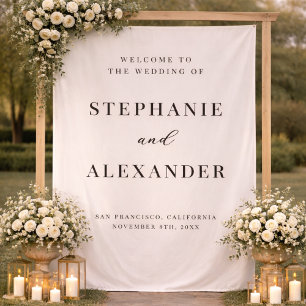 Elegant Classic Custom Fabric Wedding Welcome Sign Tapestry