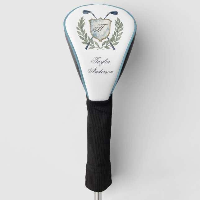 Elegant Classic Custom Monogram Golf Crest Head Cover (Front)