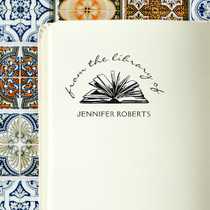 Elegant Classic Custom Name From The Library Book Rubber Stamp