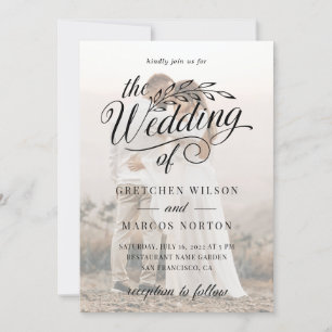 Elegant Classic Custom Photo Calligraphy Wedding Invitation
