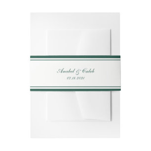 Elegant Classic Dark Green Border Frame Wedding Invitation Belly Band