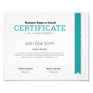 Elegant Classic Diploma Certificate aqua ribbon Photo Print