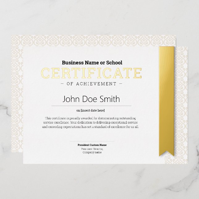 Elegant Classic Diploma Certificate gold foil (Front/Back)
