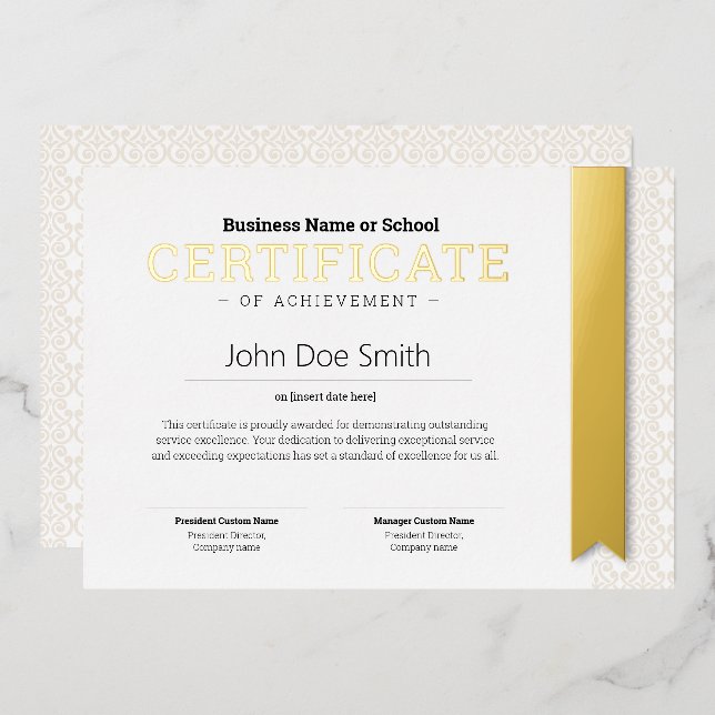 Elegant Classic Diploma Certificate gold foil (Front/Back)
