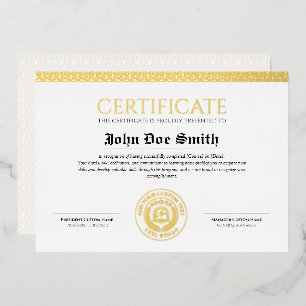 Elegant Classic Diploma Certificate gold foil seal