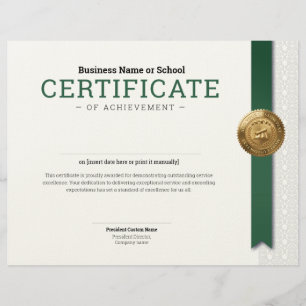 Elegant Classic Diploma Certificate gold foil seal Custom Letterhead