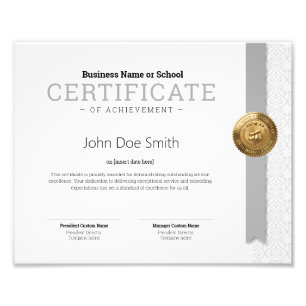 Elegant Classic Diploma Certificate gold foil seal Photo Print