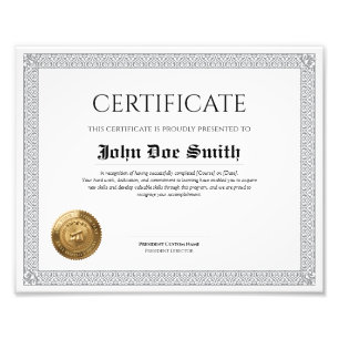 Elegant Classic Diploma Certificate gold foil seal Photo Print