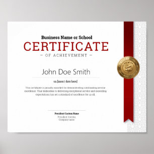 Elegant Classic Diploma Certificate gold foil seal Poster