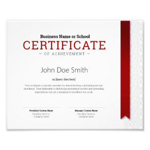 Elegant Classic Diploma Certificate red ribbon Photo Print
