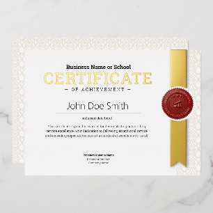 Elegant Classic Diploma Certificate red seal gold