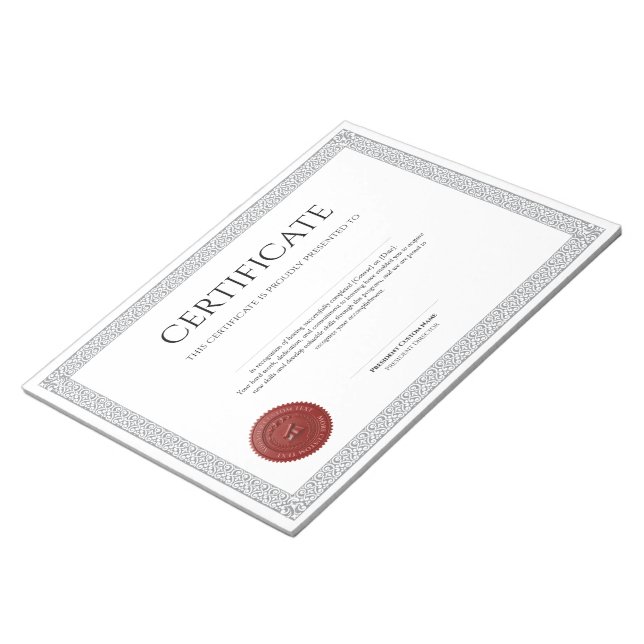 Elegant Classic Diploma Certificate red wax seal Notepad (Angled)