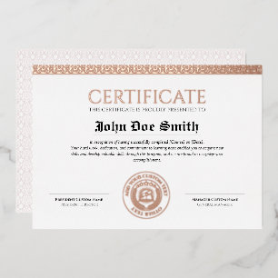 Elegant Classic Diploma Certificate rose gold seal