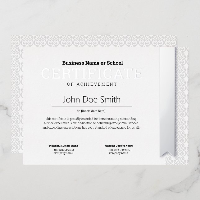 Elegant Classic Diploma Certificate silver foil (Front/Back)