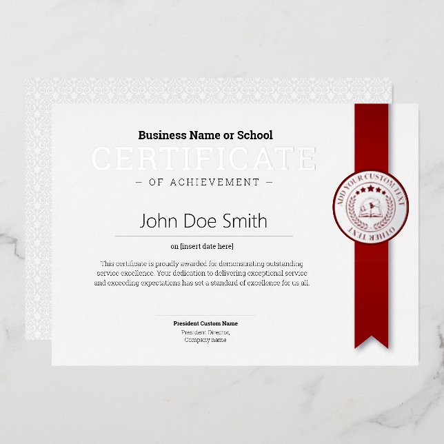 Elegant Classic Diploma Certificate silver seal (Front/Back)
