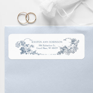 Elegant Classic Dusty Blue French Floral