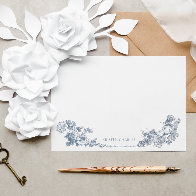 Elegant Classic Dusty Blue French Floral Card (Creator Uploaded)