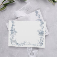 Elegant Classic Dusty Blue French Floral