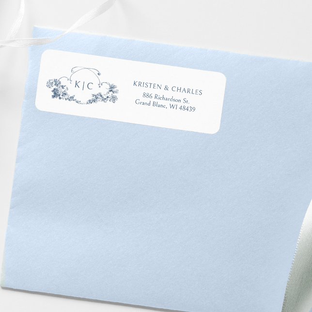 Elegant Classic Dusty Blue French Floral Crest (Creator Uploaded)