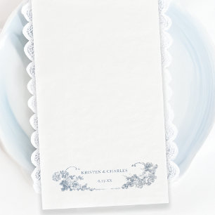 Elegant Classic Dusty Blue French Floral Napkin