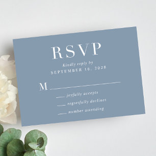 Elegant Classic Dusty Blue Wedding RSVP Card
