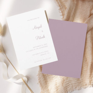 Elegant Classic Dusty Mauve & White Wedding  Invitation