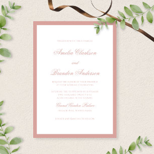 Elegant Classic Dusty Rose Border Script Wedding Invitation