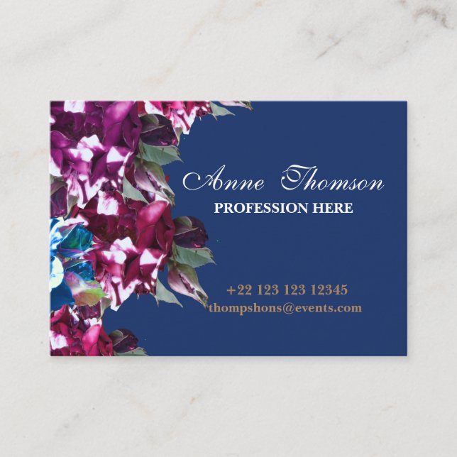 Elegant, Classic Floral Professional Bussines Card (Front)
