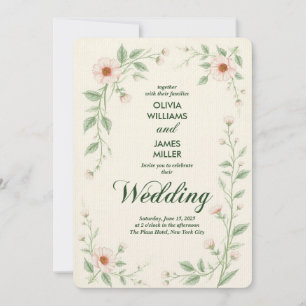 Elegant Classic Floral Wedding Invitation