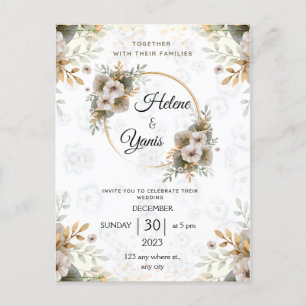 Elegant Classic Floral Wedding Invitation Postcard