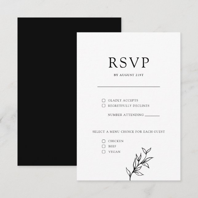 Elegant Classic Foliage RSVP Enclosure Card (Front/Back)