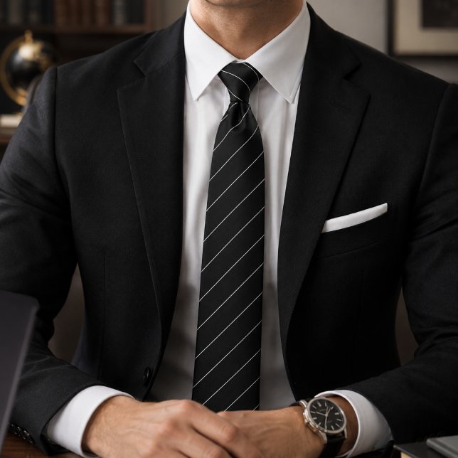 Elegant Classic Formal  Black Diagonal Striped  Tie (Creator Uploaded)