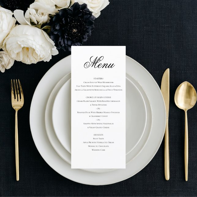 Elegant Classic Formal Black White Wedding Dinner Menu (Creator Uploaded)