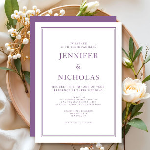 Elegant Classic Formal French Lilac Wedding Invitation