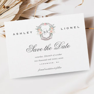 Elegant Classic Formal Monogram Floral Wedding Save The Date