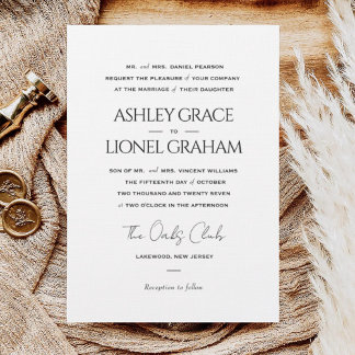 Elegant Classic Formal Script Simple Wedding Invitation