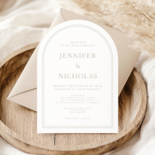 Elegant Classic Formal Taupe Wedding Arch Invitation