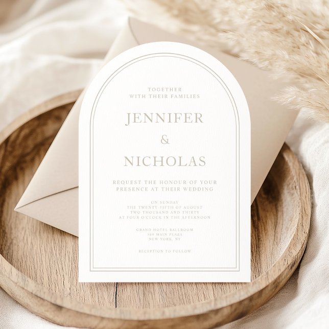 Elegant Classic Formal Taupe Wedding Arch Invitation (Elegant Classic Formal Taupe Wedding Arch Invitation)