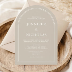 Elegant Classic Formal Taupe Wedding Invitation