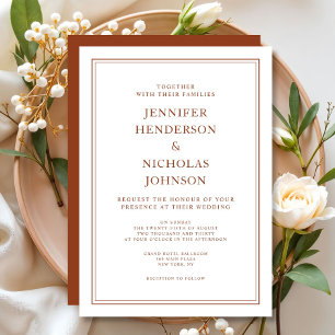 Elegant Classic Formal Terracotta Wedding Invitation