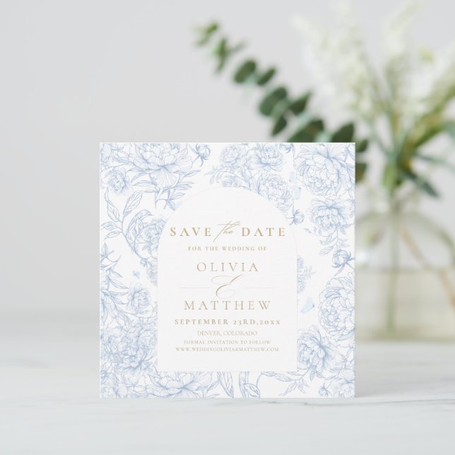 Elegant Classic French Floral  Save The Date (Standing Front)