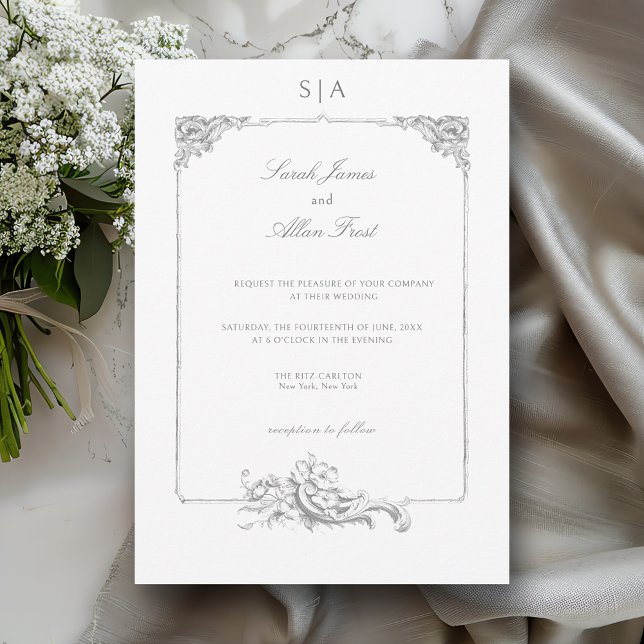 Elegant Classic French Rococo Floral Invitation (Creator Uploaded)