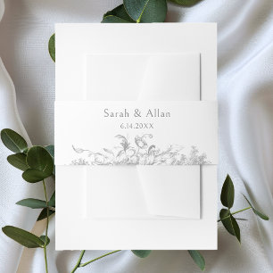 Elegant Classic French Rococo Floral Invitation Belly Band